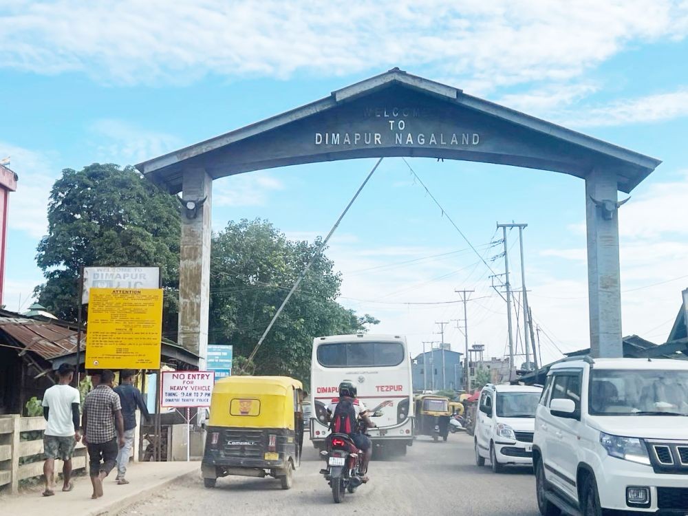 In this photo taken July 1, 2023, vehicles are seen entering Nagaland via New Field Check Gate, Dimapur one of the main entry points the State. The NSF has demanded bringing Dimapur, Chümoukedima, Niuland districts under ILP system ambit within 30 days. (Morung File Photo)
